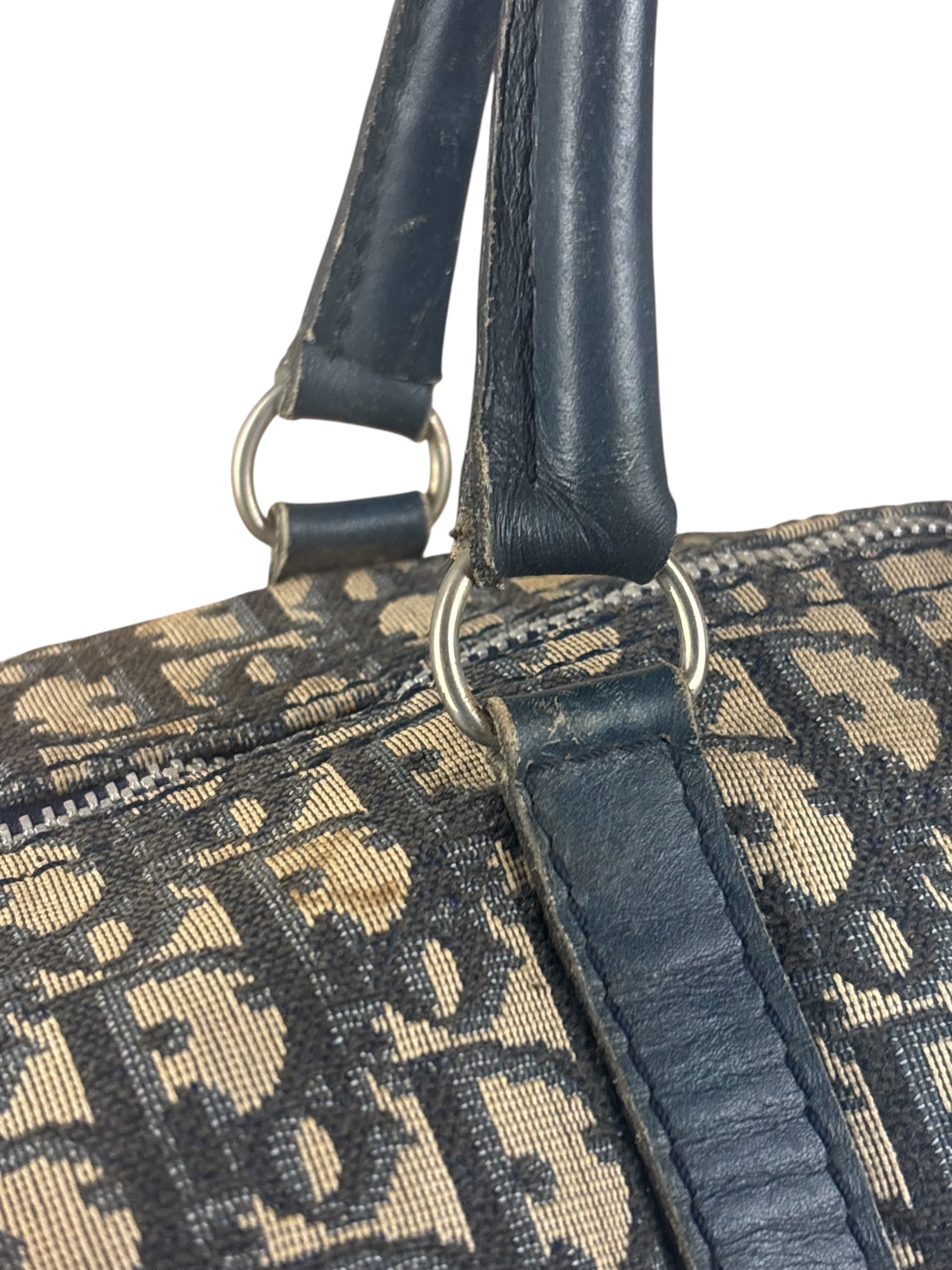 Christian Dior Vintage Navy Blue Trotter Oblique Bowling Boston Hand Bag