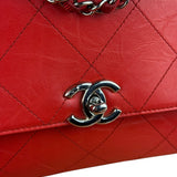 Chanel Red CC Quilted Crumpled Calfskin Flap Bag 2018