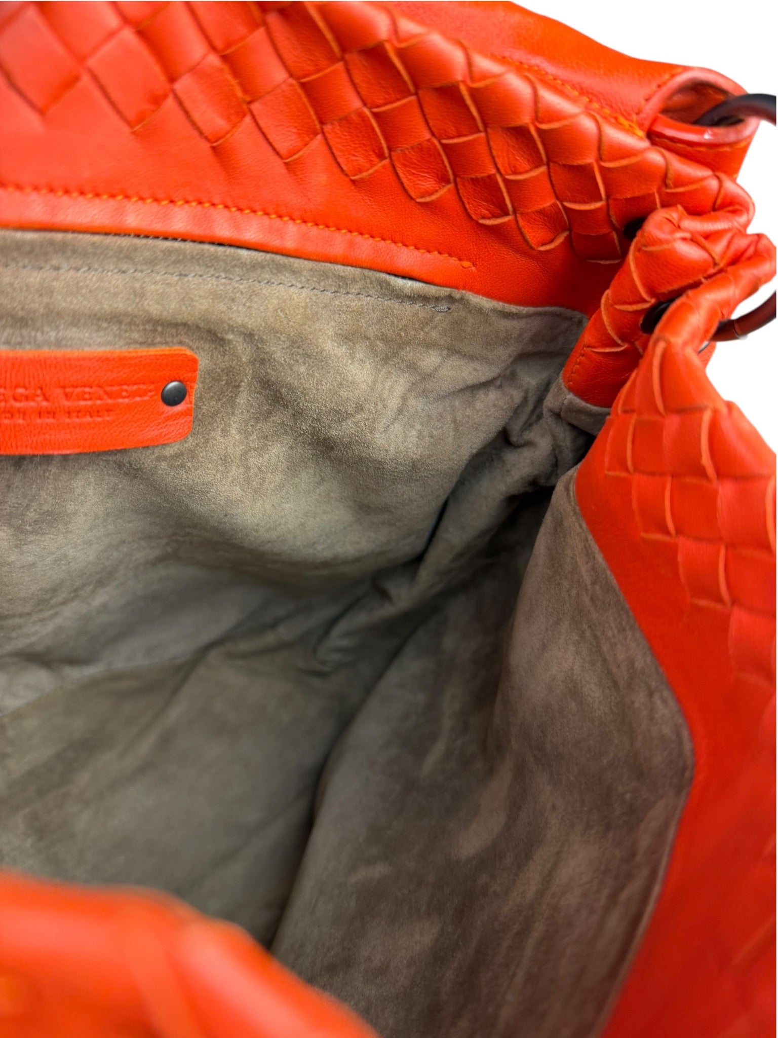 Bottega Veneta Sunset Orange Intrecciato Leather Hobo Tote