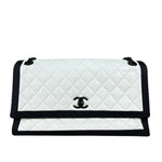 Chanel Quilted Two Tone Leather Flap Bag White