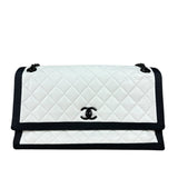 Chanel Quilted Two Tone Leather Flap Bag White