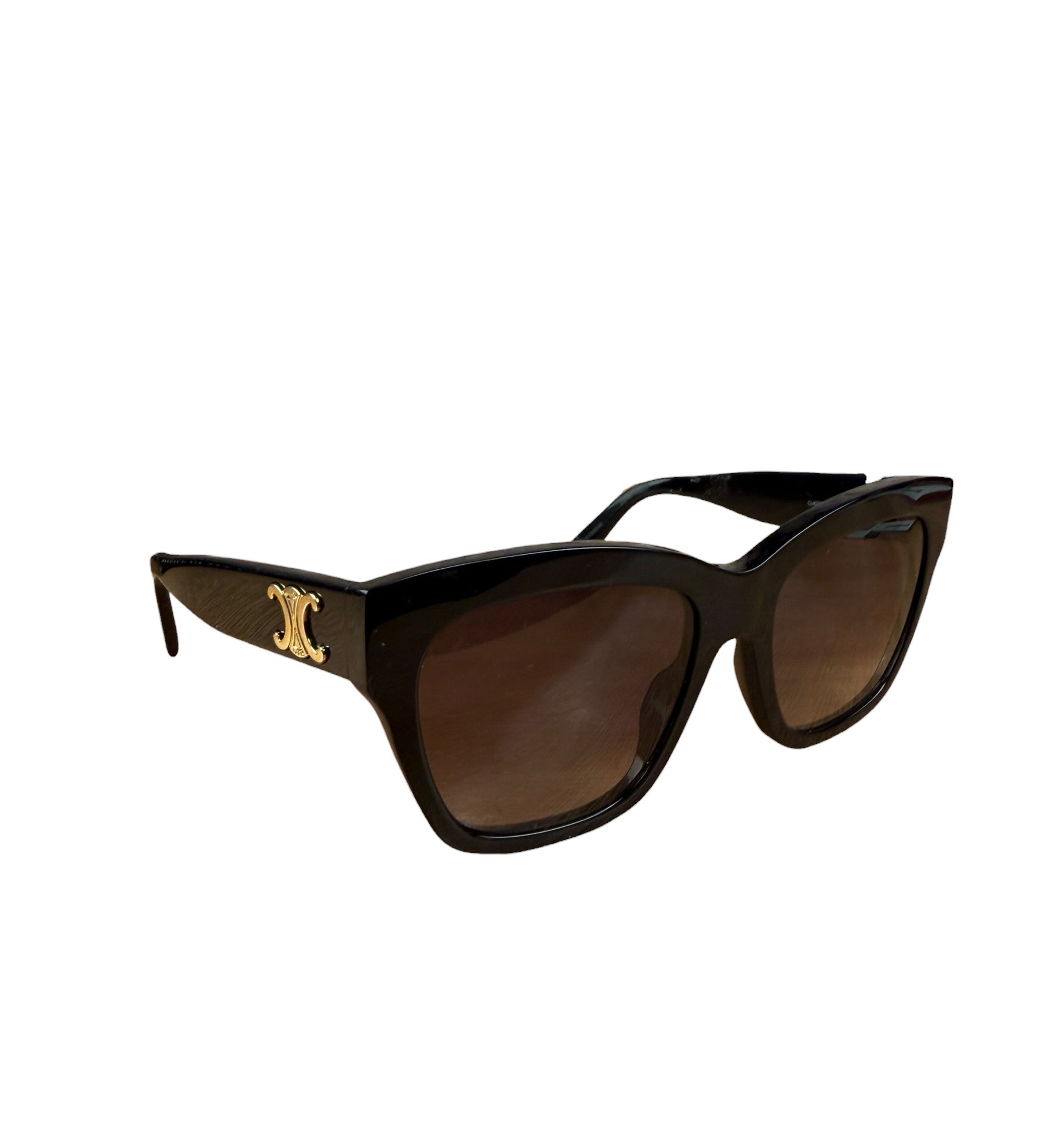 Celine Shiny Black Triomphe Square Sunglasses