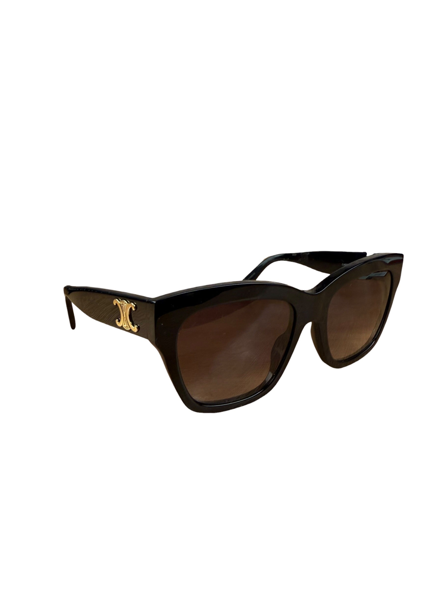 Celine Shiny Black Triomphe Square Sunglasses
