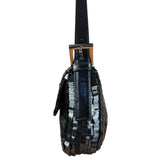 Fendi Vintage Black Sequin Baguette Shoulder Bag