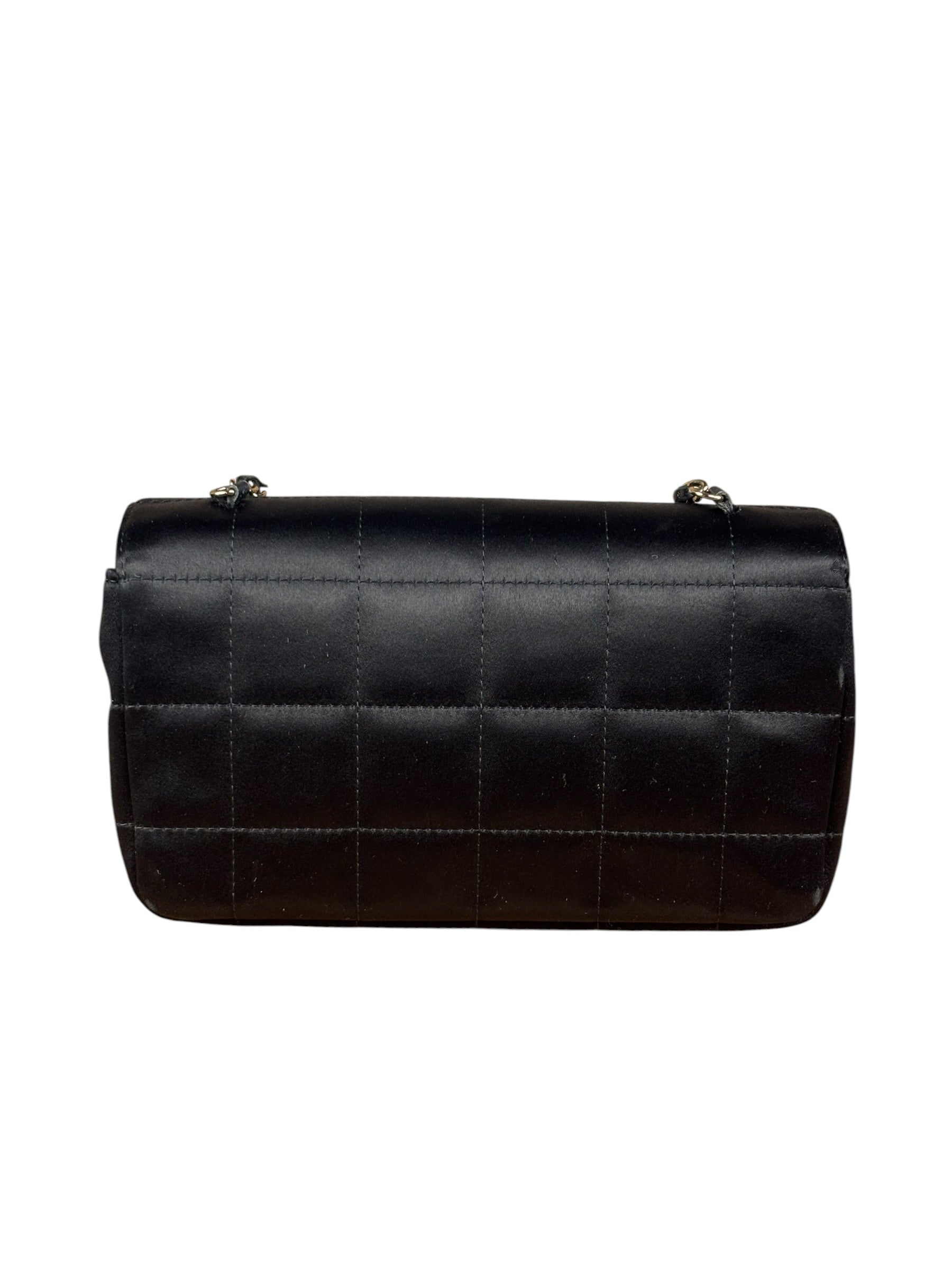Chanel Black Satin Chocolate Bar Mini Chain Flap Bag 2010