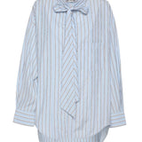 Balenciaga Oversized Striped Back Logo Button Down Shirt
