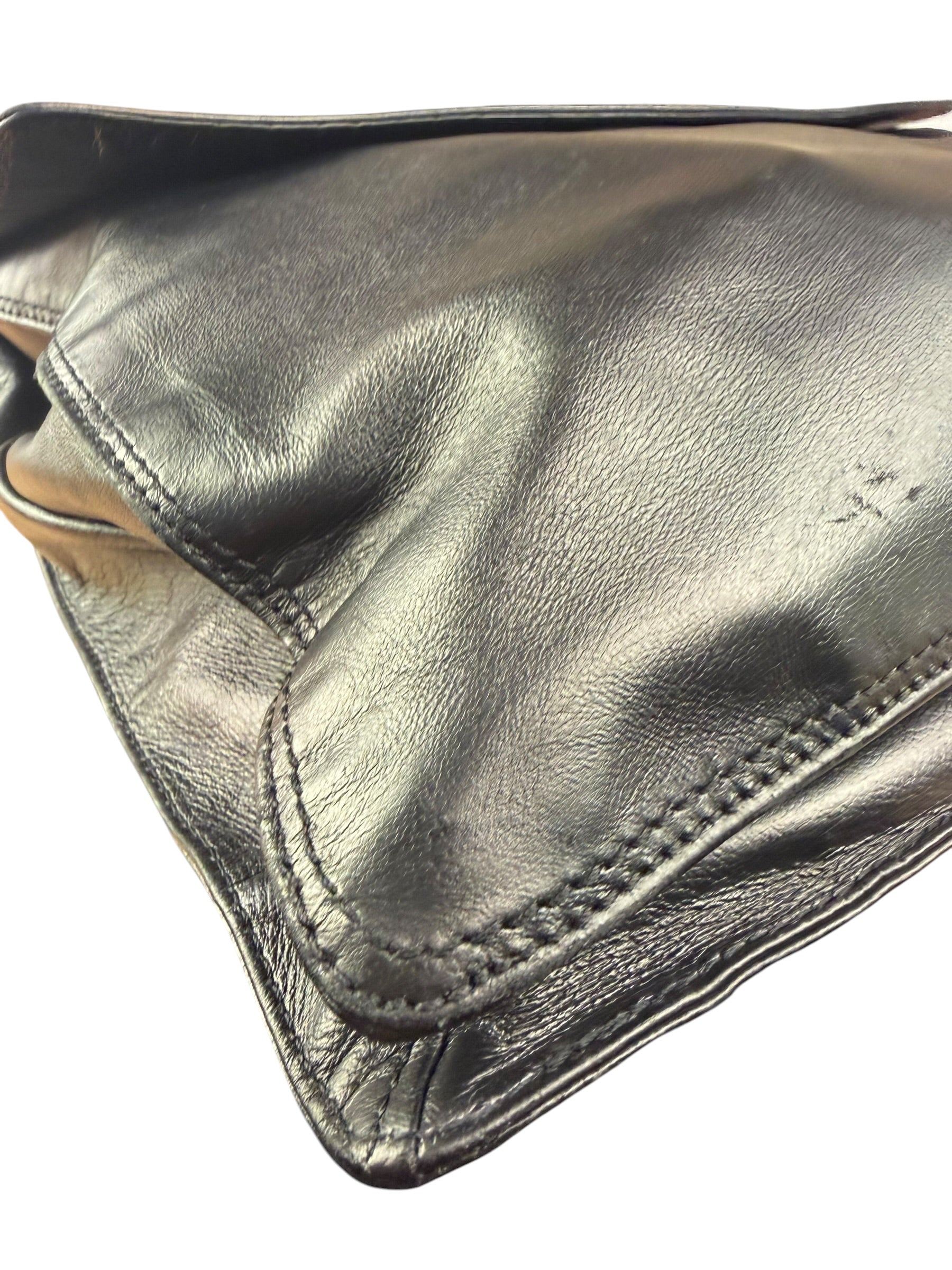 Chanel Vintage Black Leather Flap Crossbody Messenger Bag 1997