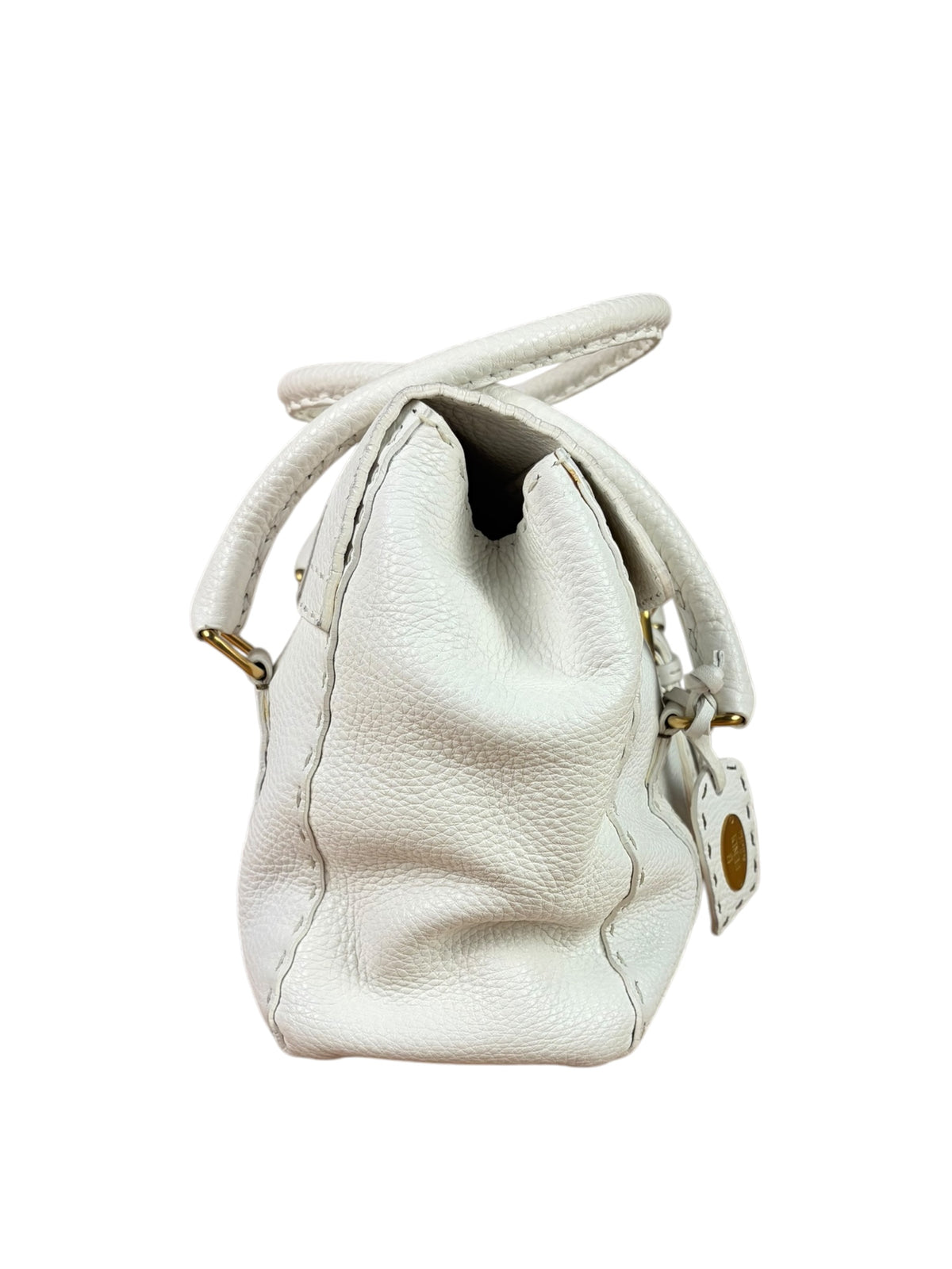 Fendi White Leather Selleria Linda Shoulder Bag