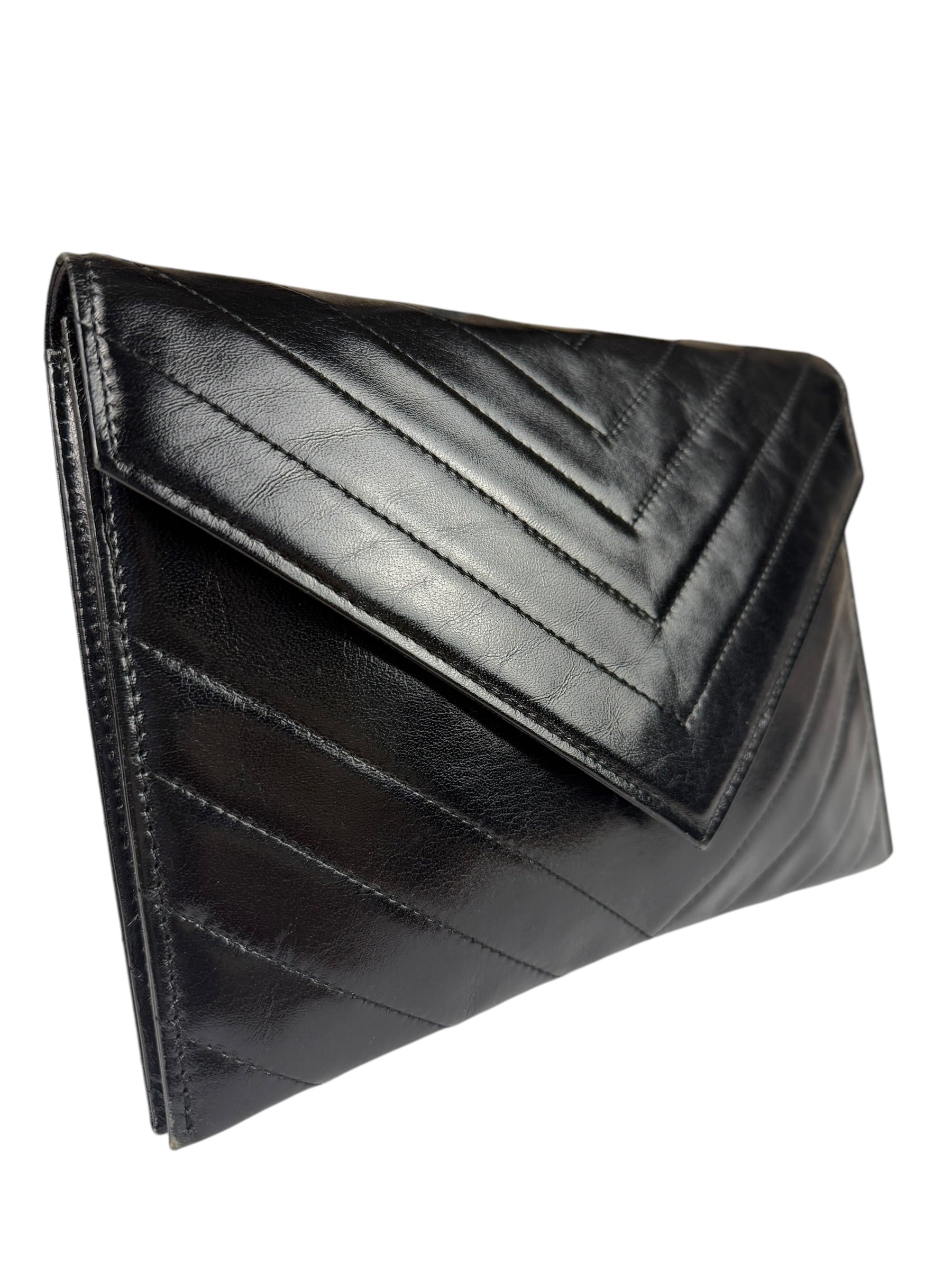 Yves Saint Laurent Black Quilted Leather Clutch