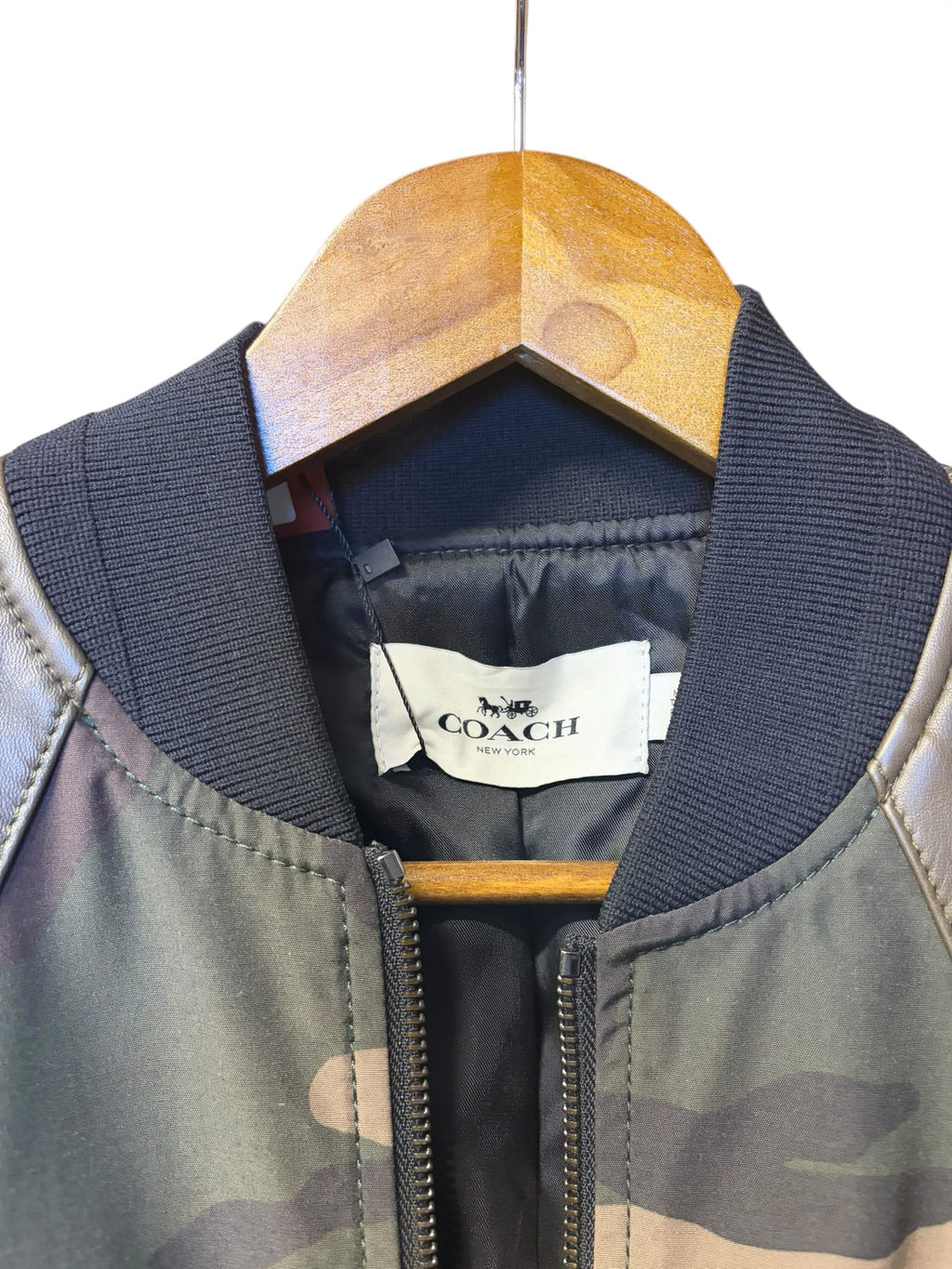 Coach Camo Bomber Jacket w/ Lambskin