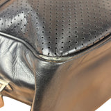 Prada Vintage Black Leather Vitello Drive Perforated Bowling Tote Bag