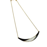 Christian Dior Black Enamel & Pave Rhinestone Crescent Chocker Necklace