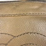 Chanel CC Vintage Beige Leather Caviar Wood Chain Hobo Bag