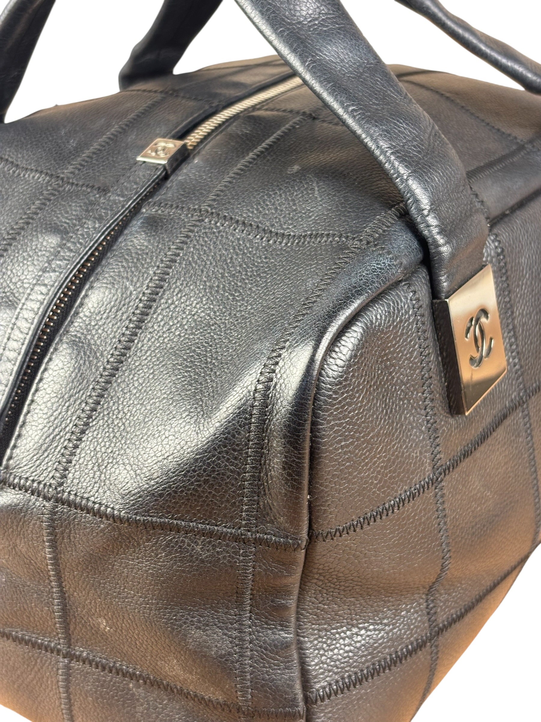 Chanel Black Chocolate Bar Bowling Hand Bag - 2003