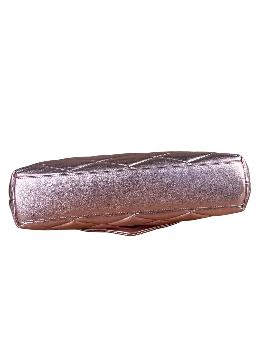 YSL Metallic Pink Quilted Lambskin LargeSade Puffer Envelope Clutch