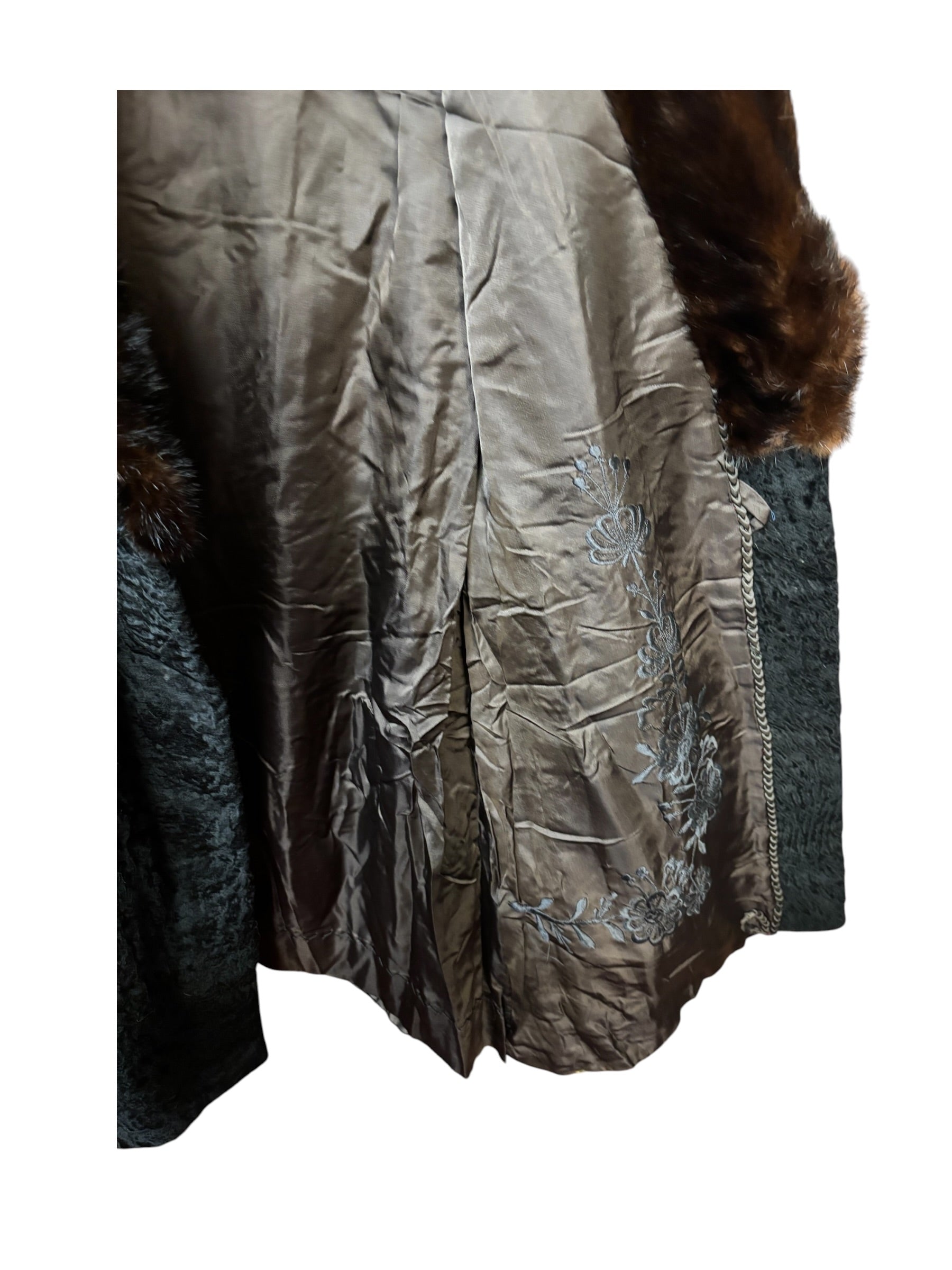 Vintage Black Collar Mink Fur Trim Jacket