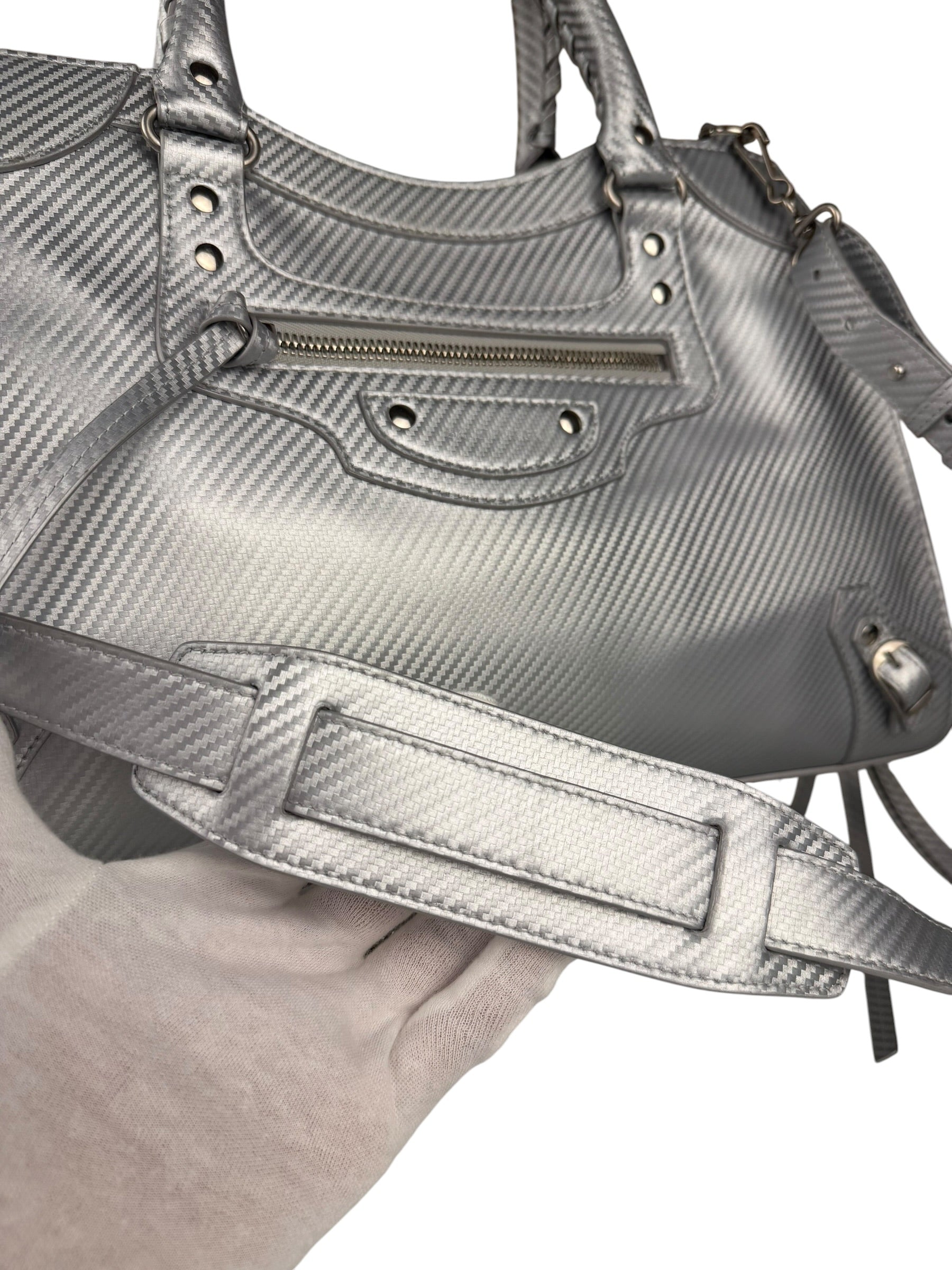 Balenciaga Carbon Fiber Silver Neo Classic City Bag Medium