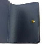 Christian Dior Navy Leather Tri-Fold Compact Wallet