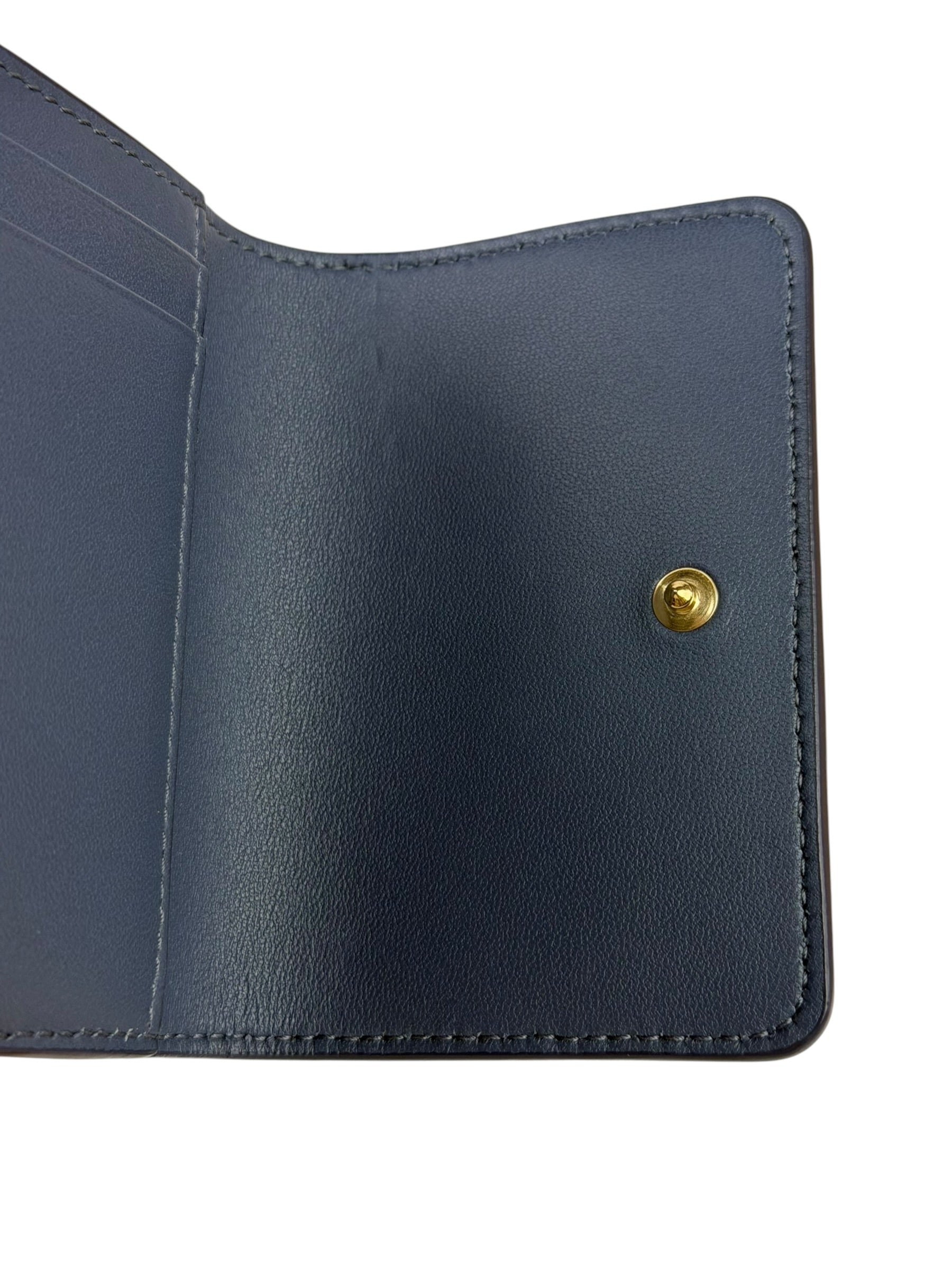 Christian Dior Navy Leather Tri-Fold Compact Wallet