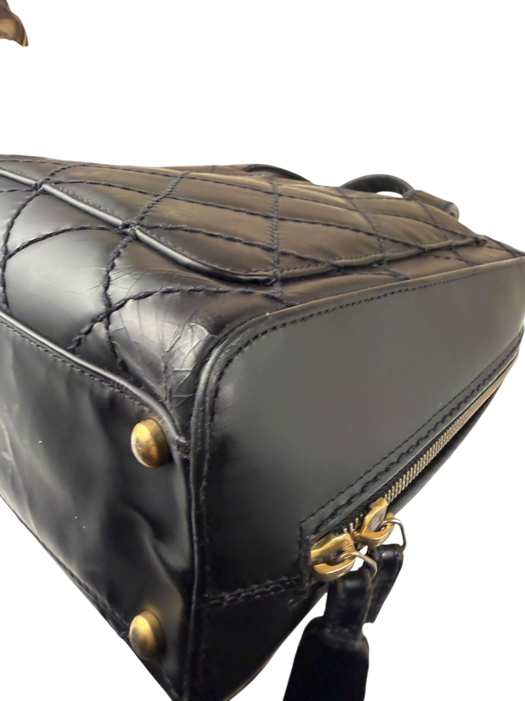 Chanel Black Leather Wild Stitch Tote Bag 2002