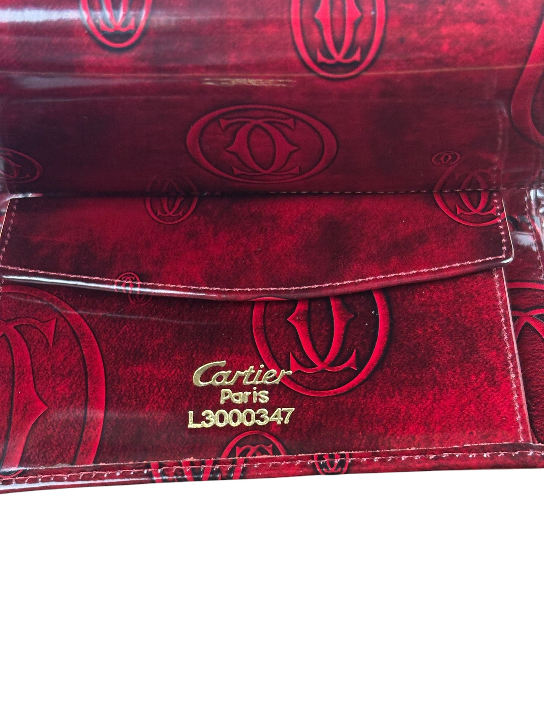 Cartier Red Patent Leather Must De Cartier Tri-Fold Wallet