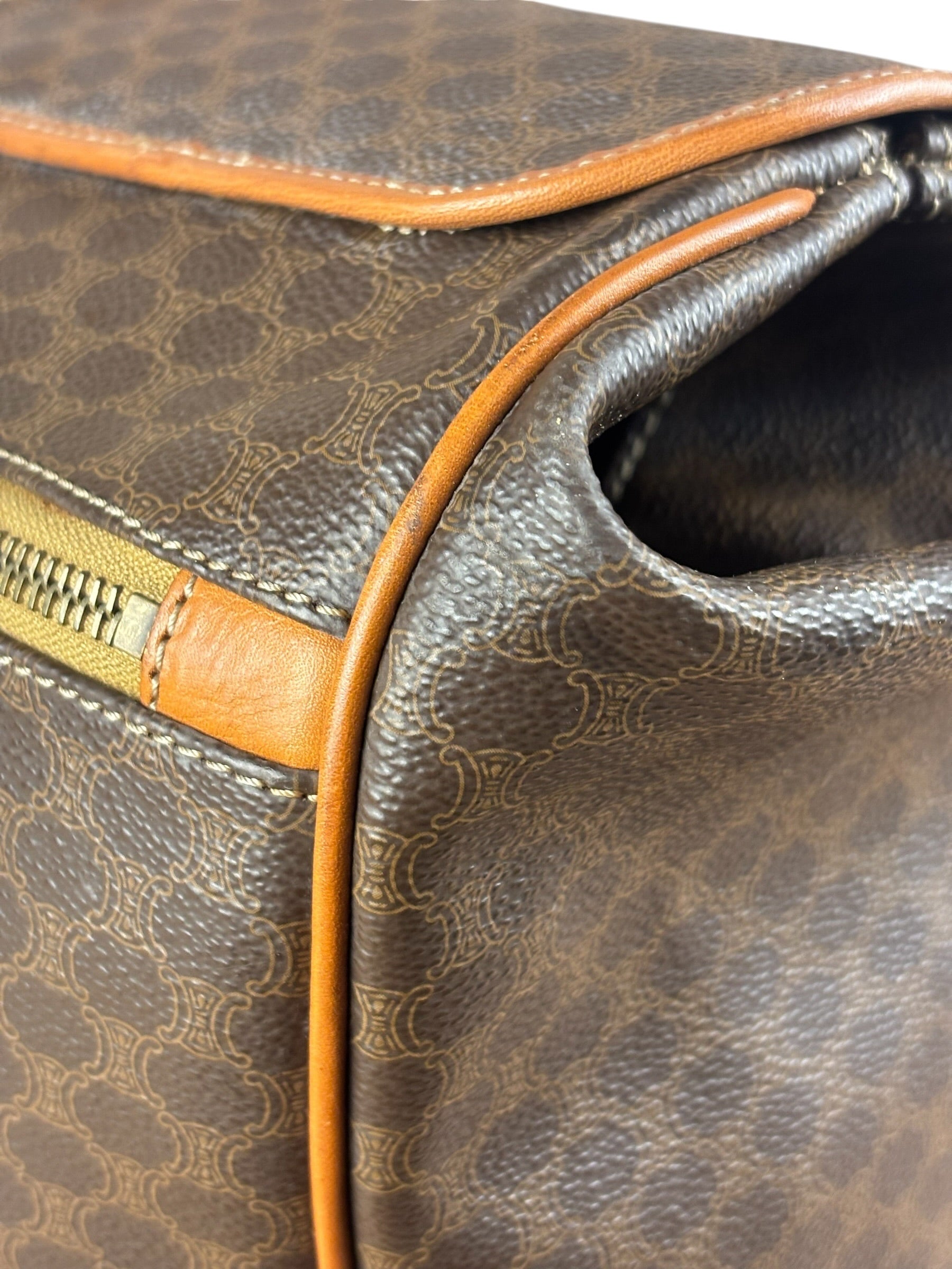Celine Vintage Macadam Coated Canvas Weekender Travel Bag