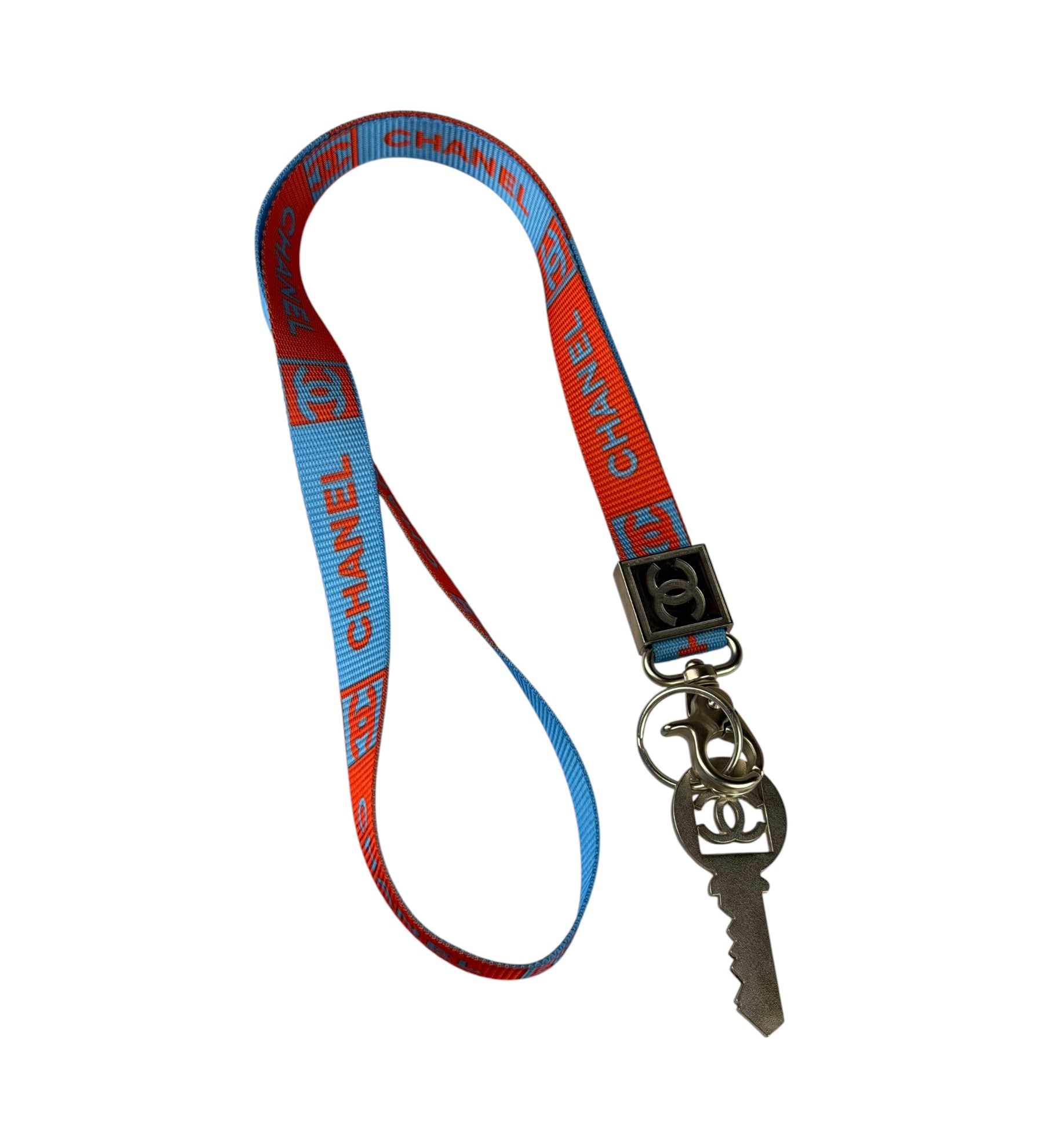 Chanel Coco Mark Nylon Strap Key Lanyard Blue