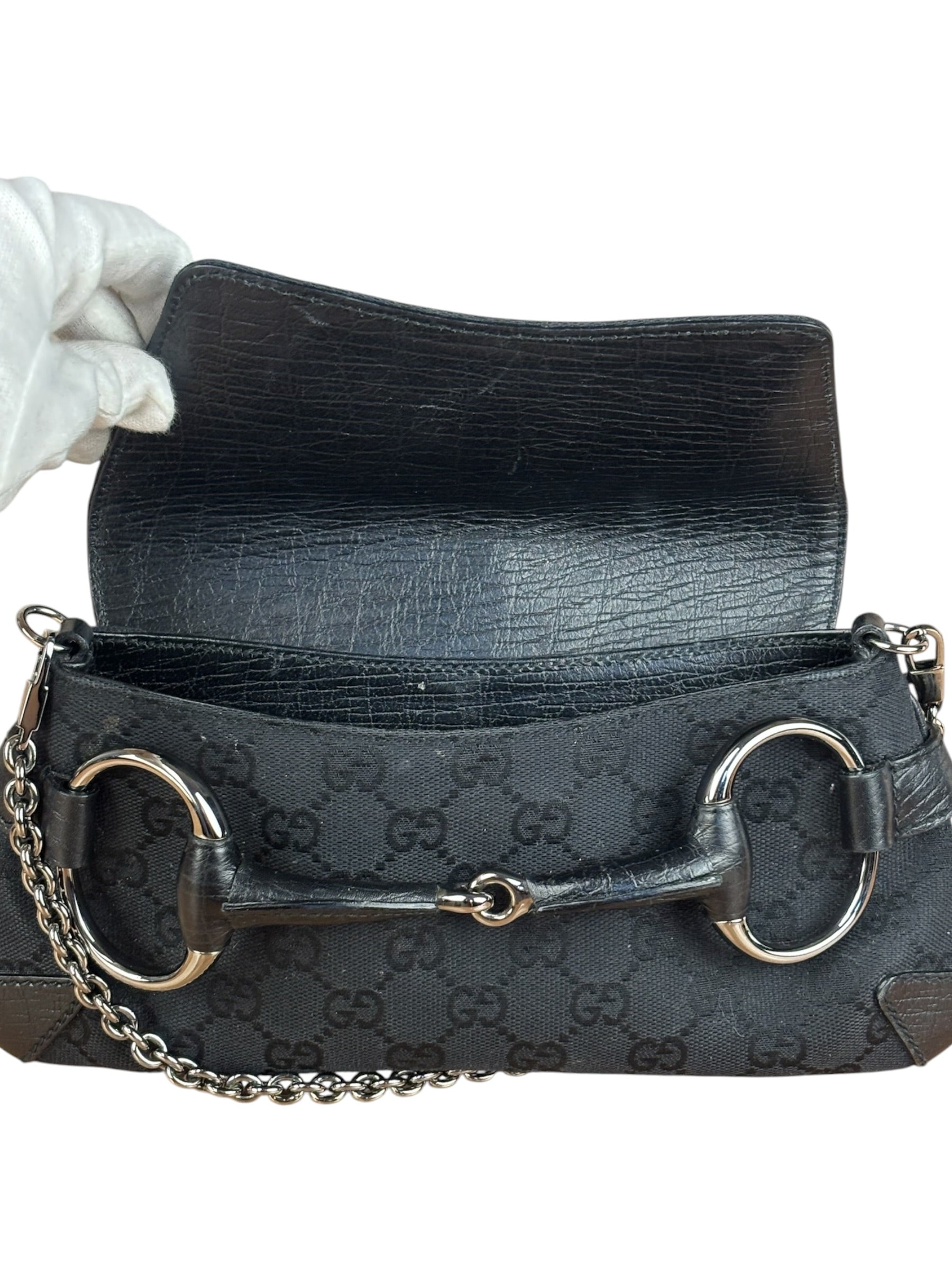 Gucci Black Tom Ford Horsebit Shoulder Bag