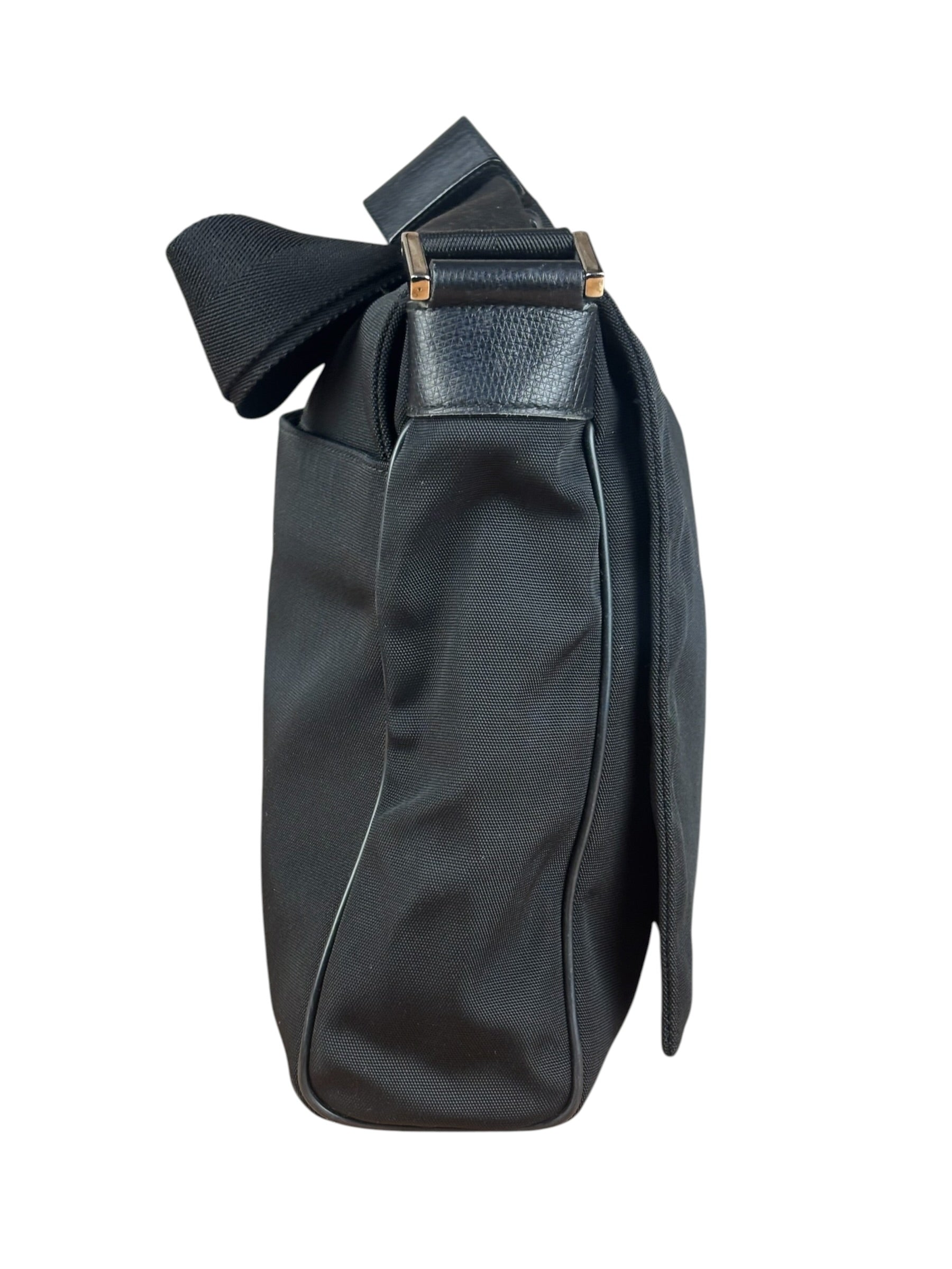 Gucci Black Canvas Flap Messenger Bag