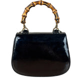 Gucci Bamboo Mini Top Handle Patent Leather Black