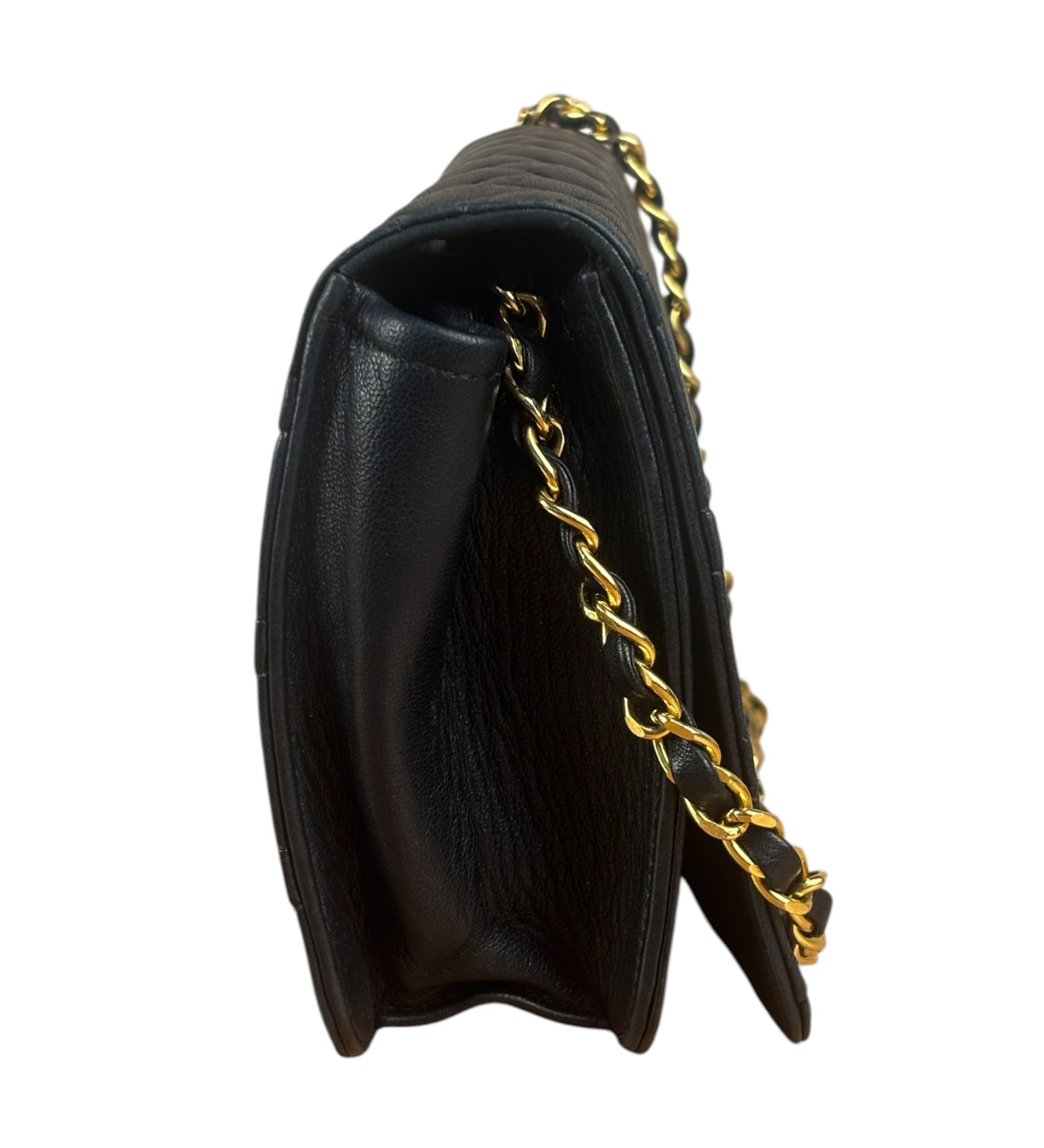 Chanel Black CC Quilted Leather Chain Flap Bag 90s