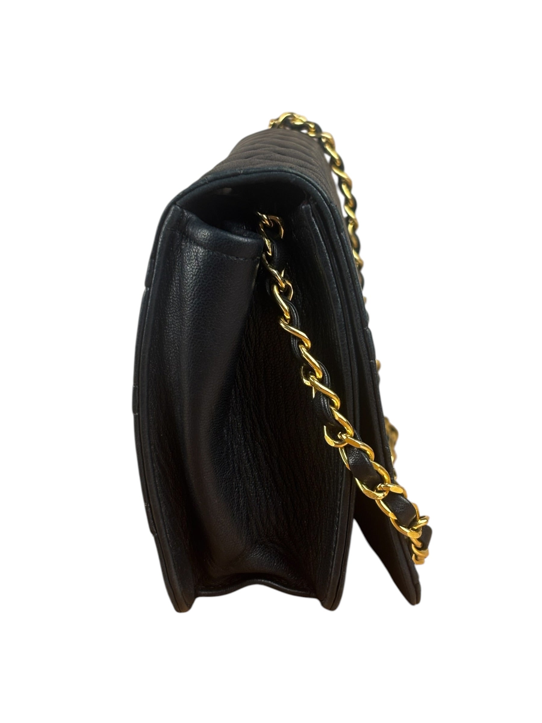 Chanel Black CC Quilted Leather Chain Flap Bag 90s