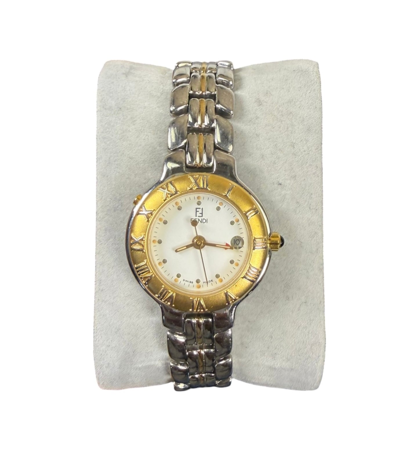 Fendi 920L 2Tone White Dial Red Hand