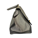 Celine Grey Suede/Leather Crocodile Embossed Trapeze Two-Way Bag