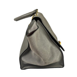 Celine Grey Suede/Leather Crocodile Embossed Trapeze Two-Way Bag