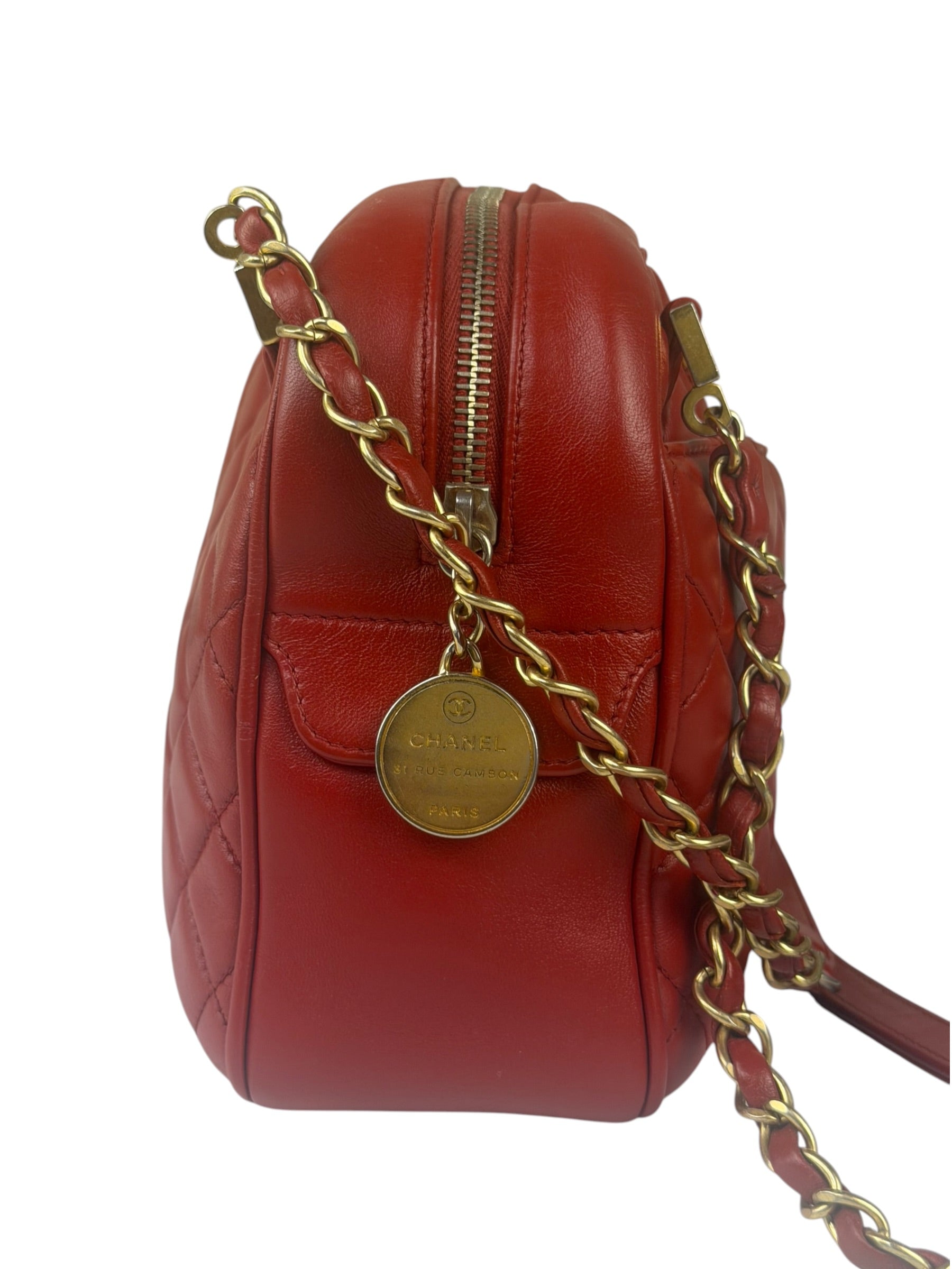Chanel Red Quilted Leather Camera Bag 2012