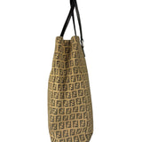 Fendi FF Beige Canvas Double Pocket Tote Bag