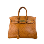 Hermes Birkin 35 Ostrich Leather Handbag Gold Hardware