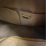 Fendi Beige Leather Trim Woven Hobo Bag