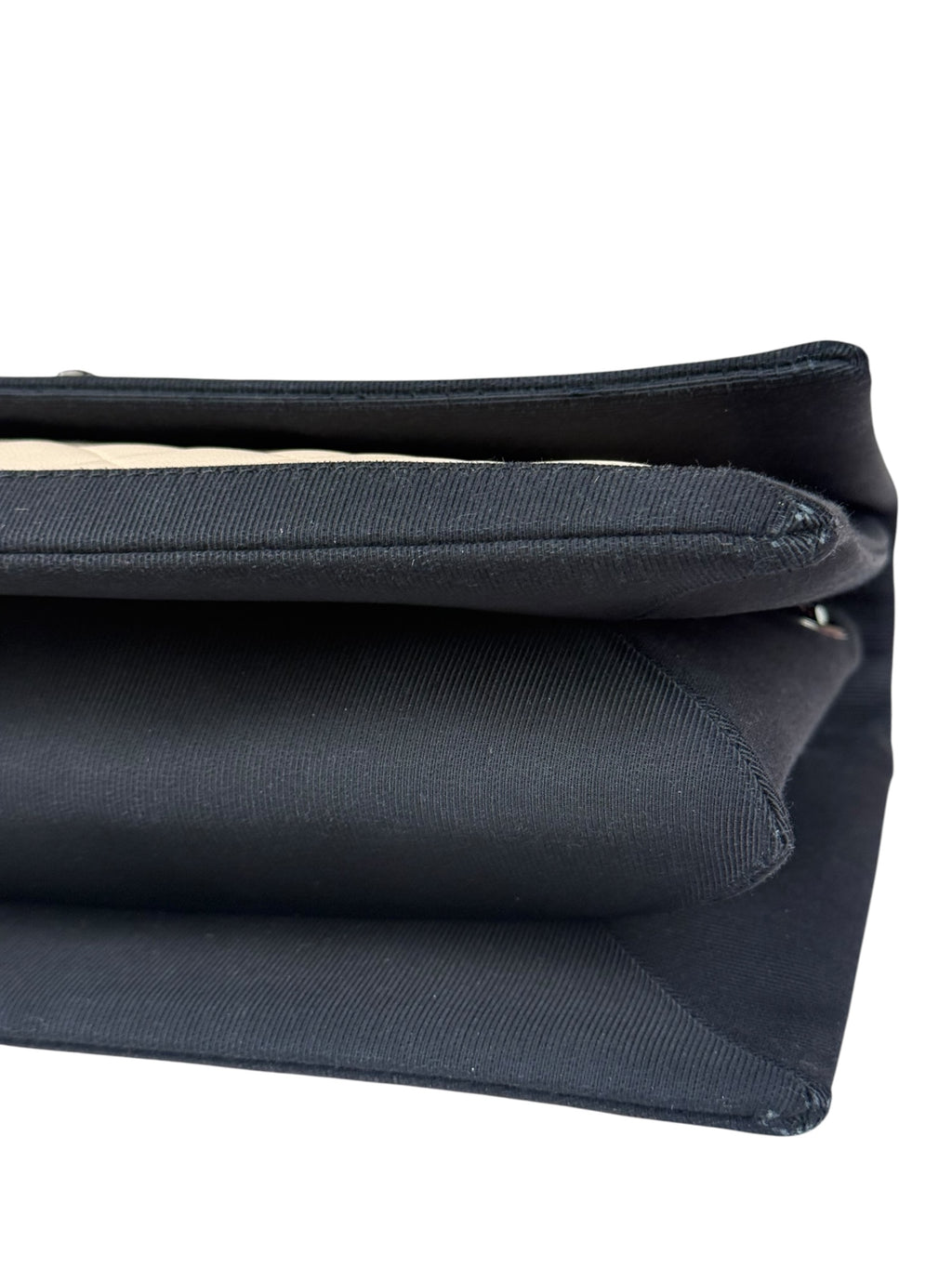 Chanel Beige/Navy Quilted Lambskin Flap Bag 2015