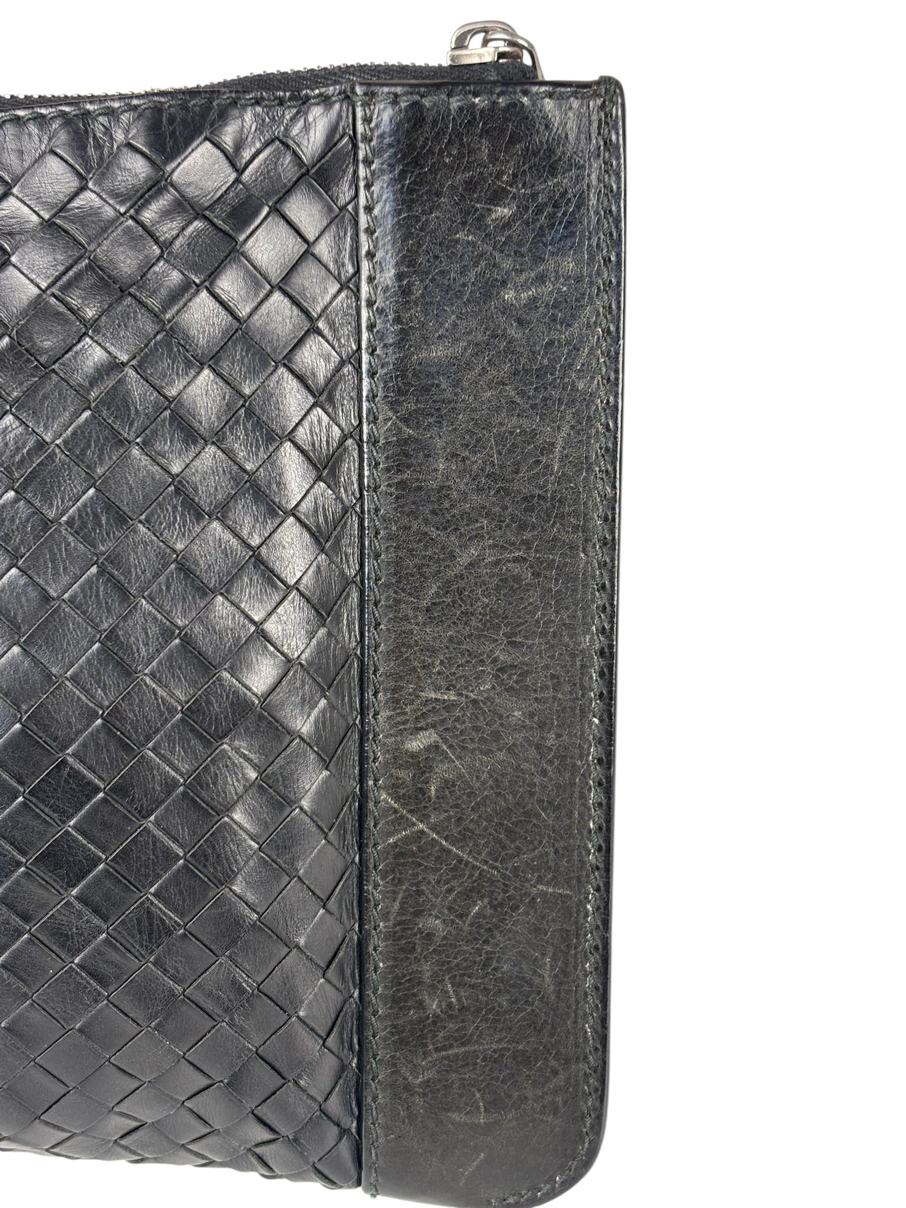 Bottega Veneta Black Intrecciato Zip Pouch