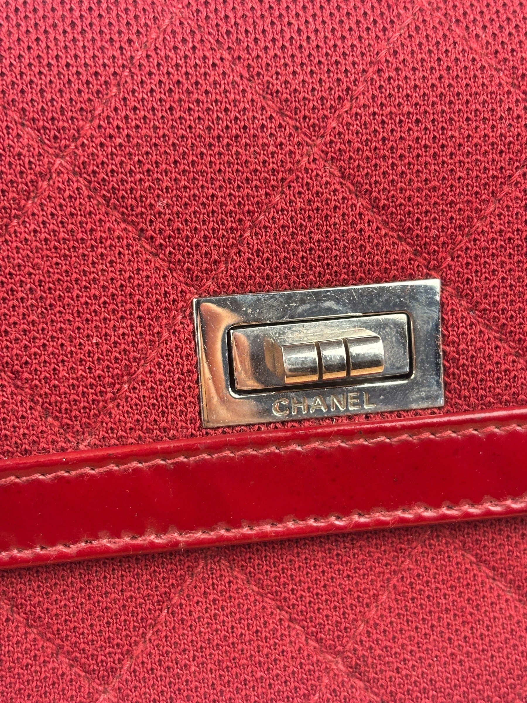 Chanel Dark Red East West Chocolate Bar Patent Trim Handbag 2002-03