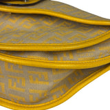 Fendi Yellow Leather Trim Zucca Crossbody Bag