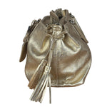 Prada Vintage Metallic Gold Leather Satchel Handbag