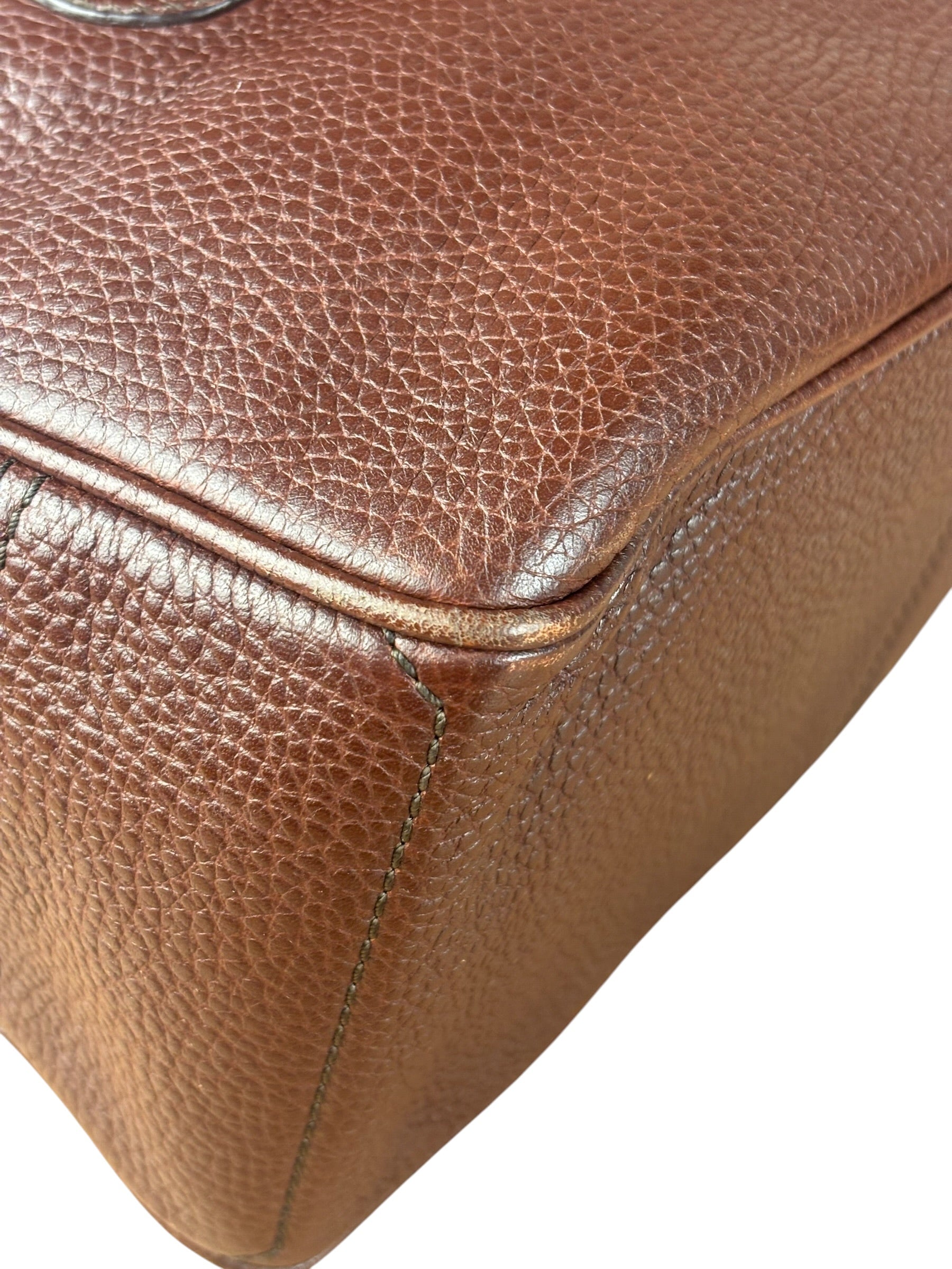 Celine Brown Pebbled Leather Boogie Handbag