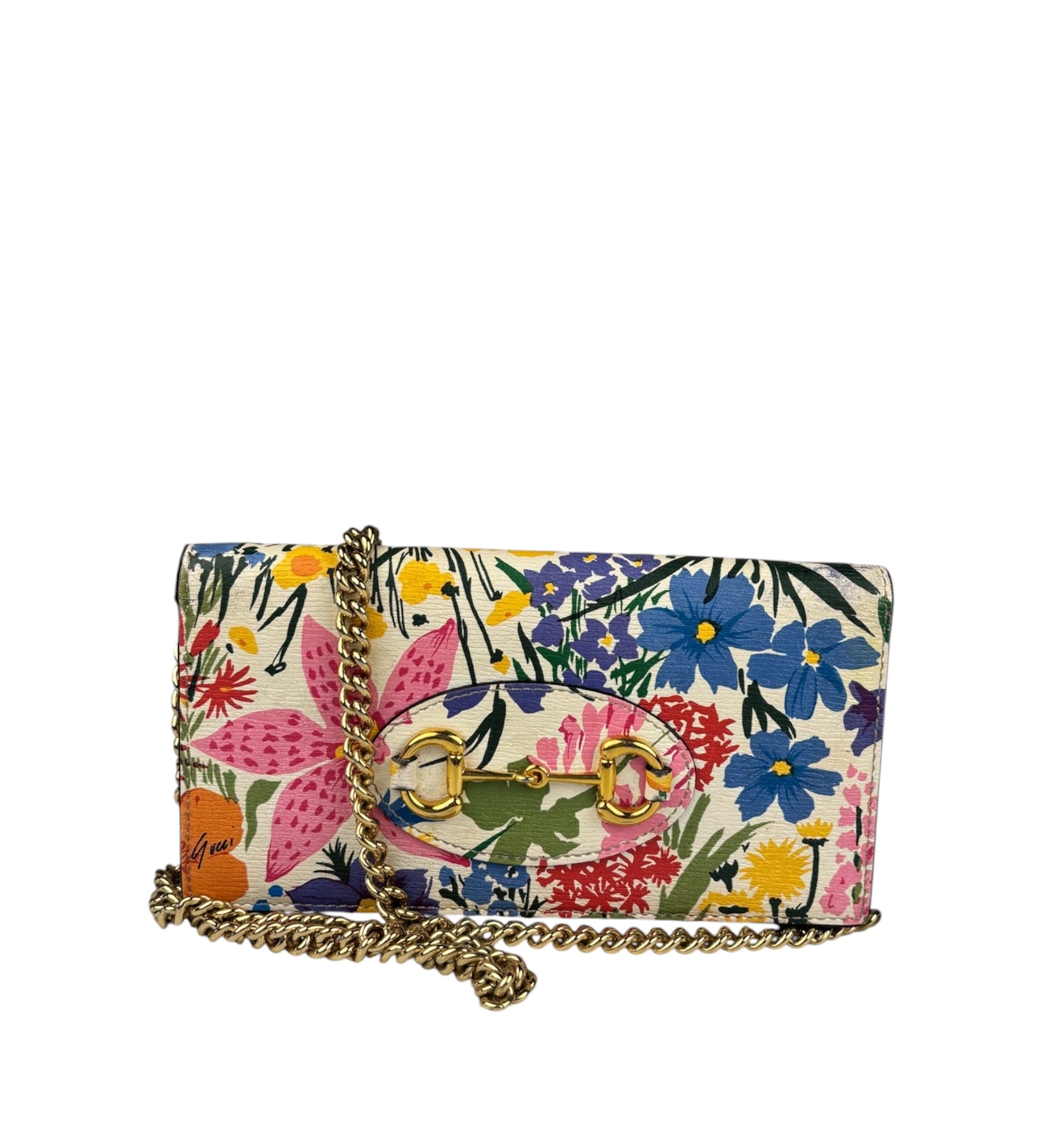Gucci x Ken Scott Floral Horsebit 1955 Wallet on Chain
