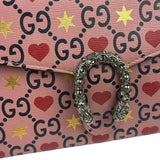 Gucci Pink Leather Dionysus GGCrystal Valentines Small Wallet On Chain