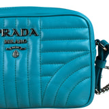 Prada Teal Diagramme Leather Chain Crossbody