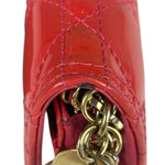 Christian Dior Cannage Red Patent Leather Wallet On Chain