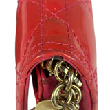 Christian Dior Cannage Red Patent Leather Wallet On Chain